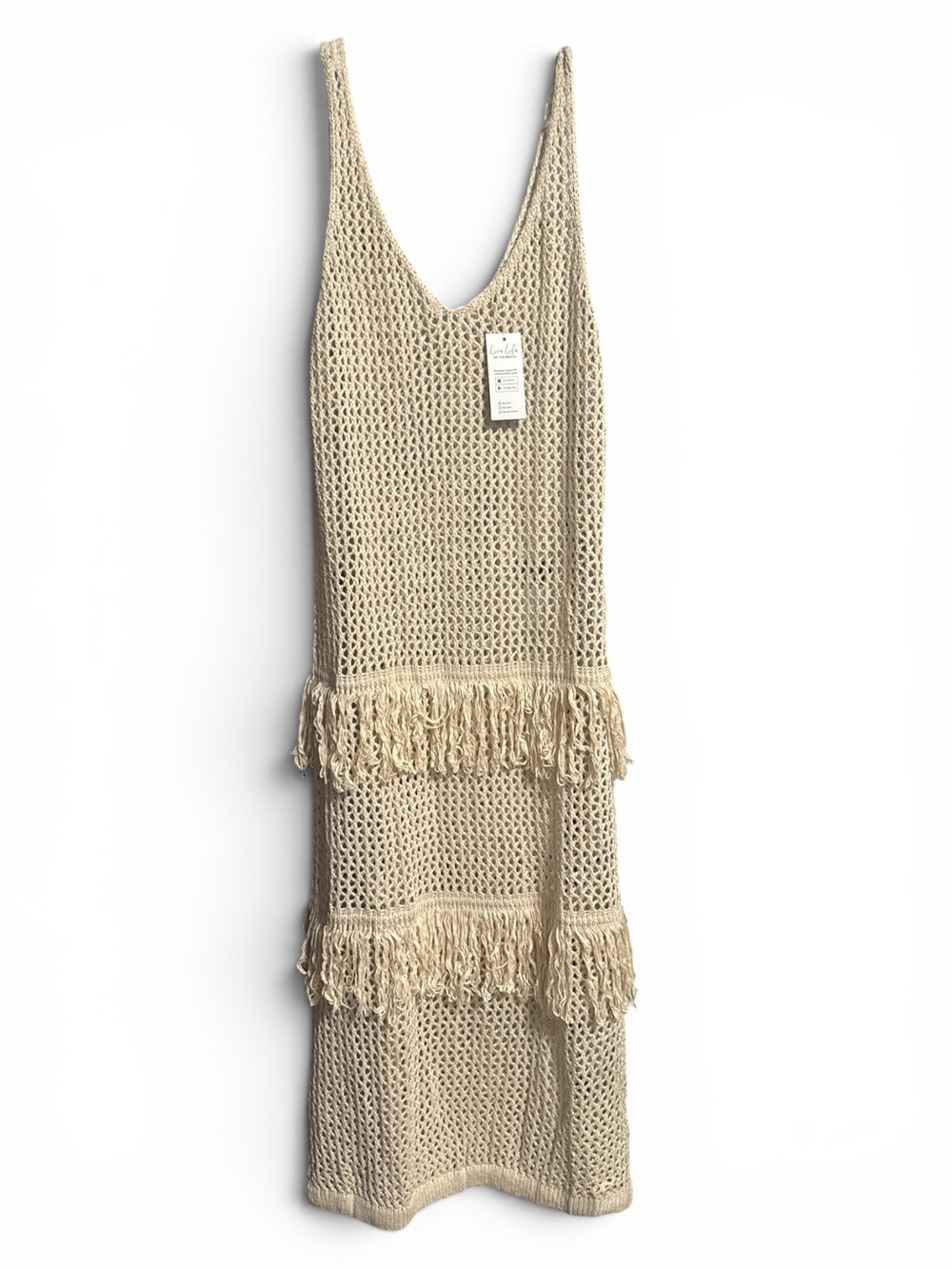 NWT Cupshe Cream Crochet Fringe Swim Cover Up